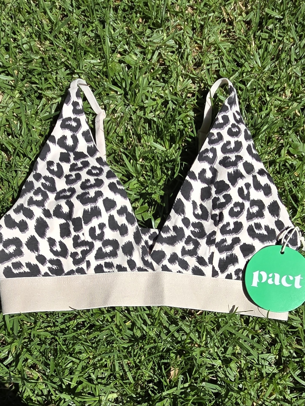 NWT- Pact Black & Cream Leopard Triangle Bralette